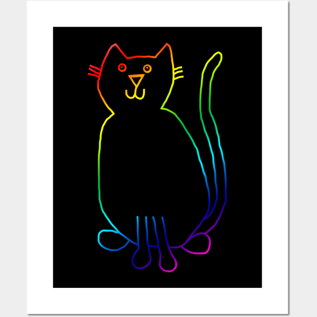 Rainbow Cats Line Drawing Wall Art by ellenhenryart